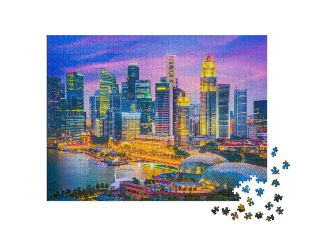 puzzle 1000 dílků „Singapurské panorama ve večerním světle“