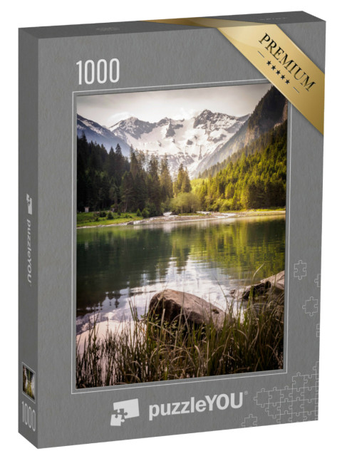 puzzle 1000 dílků „Krásné letní ráno u přehrady Stillup v Zillertalu, Tyrolsko“