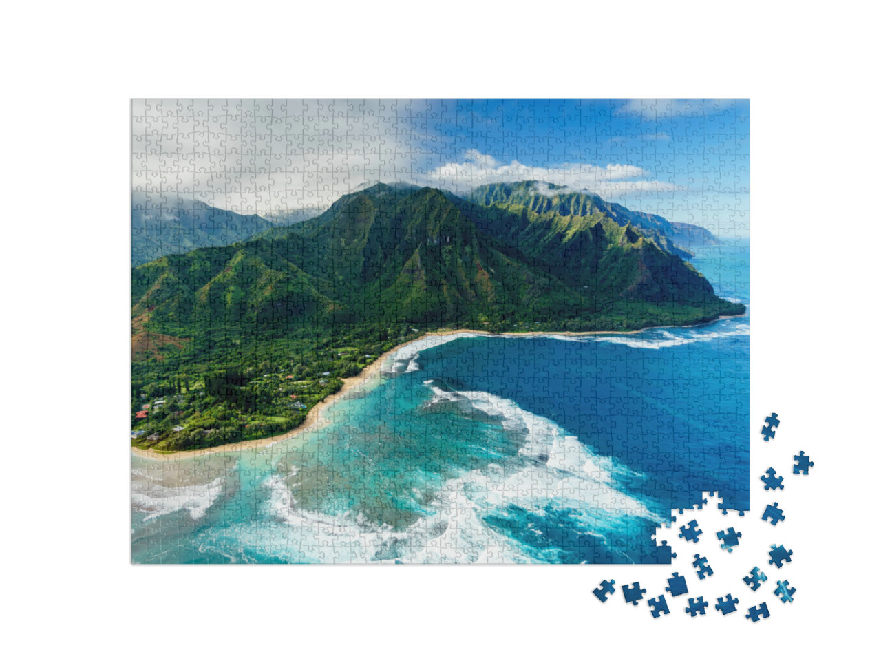 puzzle 1000 dílků „Divoké pobřeží Napali na ostrově Kauai na Havaji“