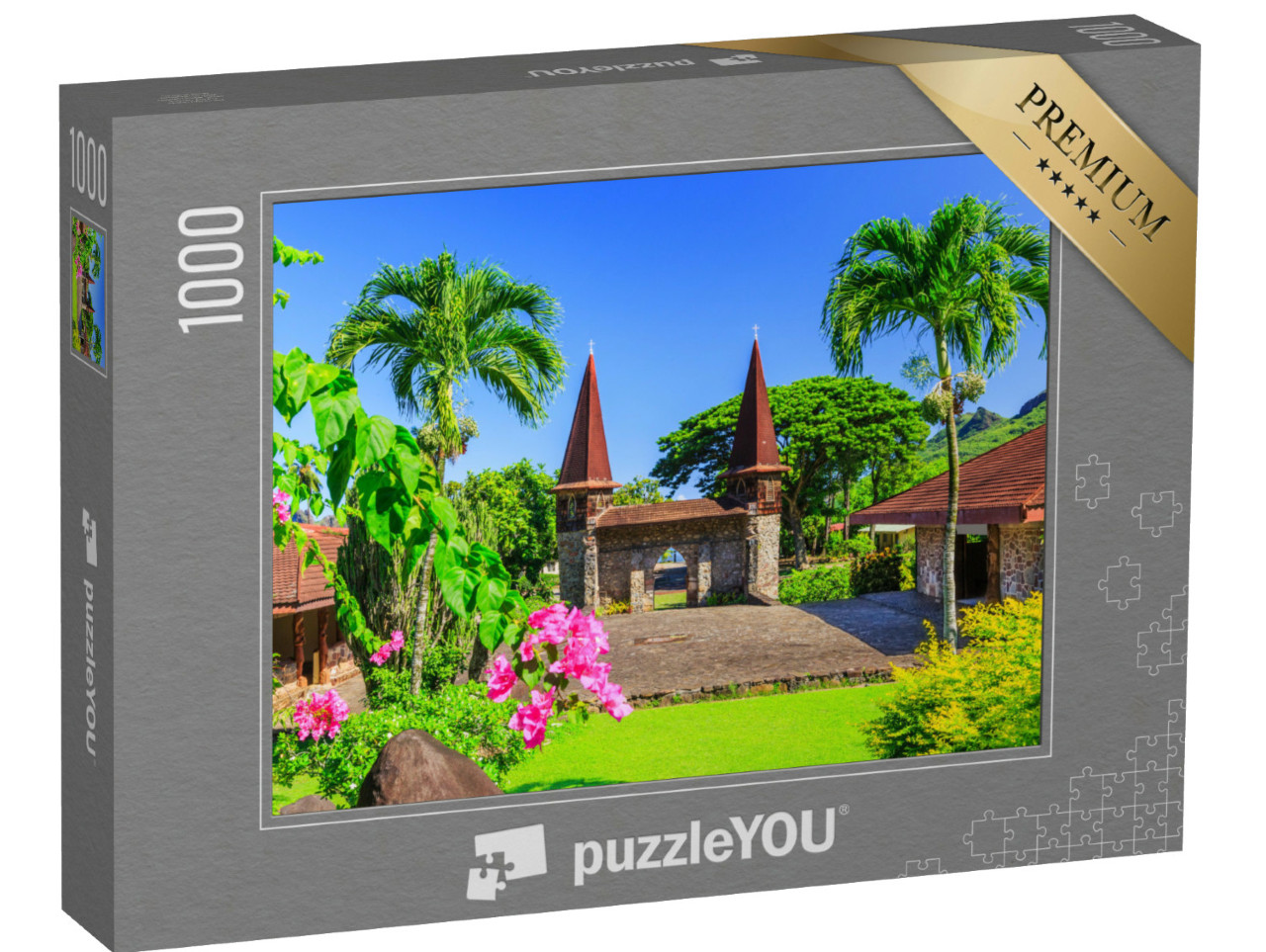puzzle 1000 dílků „Markézy, Nuku Hiva, katedrála Notre Dame, Francouzská Polynésie“