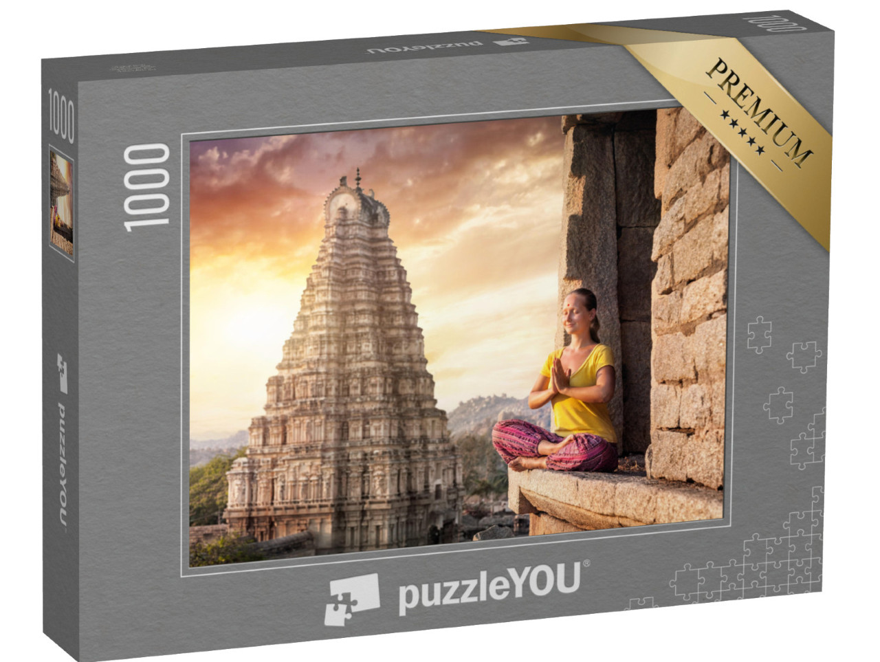 puzzle 1000 dílků „Žena v chrámu Virupakša v Hampi, Karnátaka, Indie“