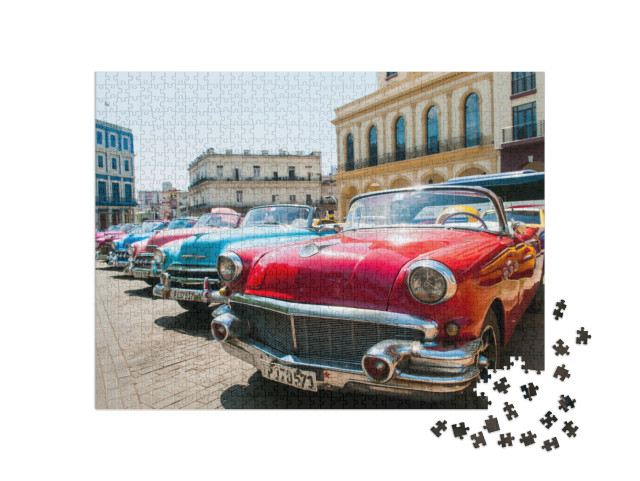 puzzle 1000 dílků „Havana, Kuba: Historické auto“