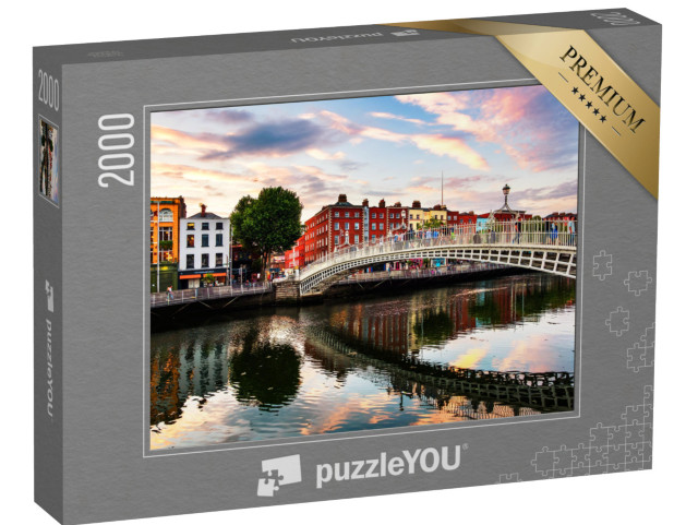 puzzle 2000 dílků „Krásný západ slunce u mostu Ha'penny Bridge, Dublin, Irsko“