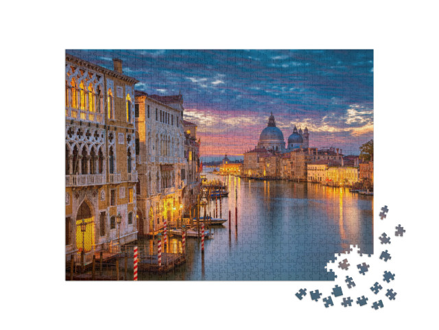 puzzle 1000 dílků „Klidná večerní atmosféra na Canal Grande, Benátky, Itálie“