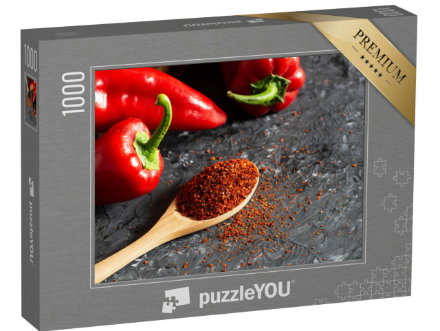 puzzle 1000 dílků „Čerstvé lusky kapie a chilli vločky“