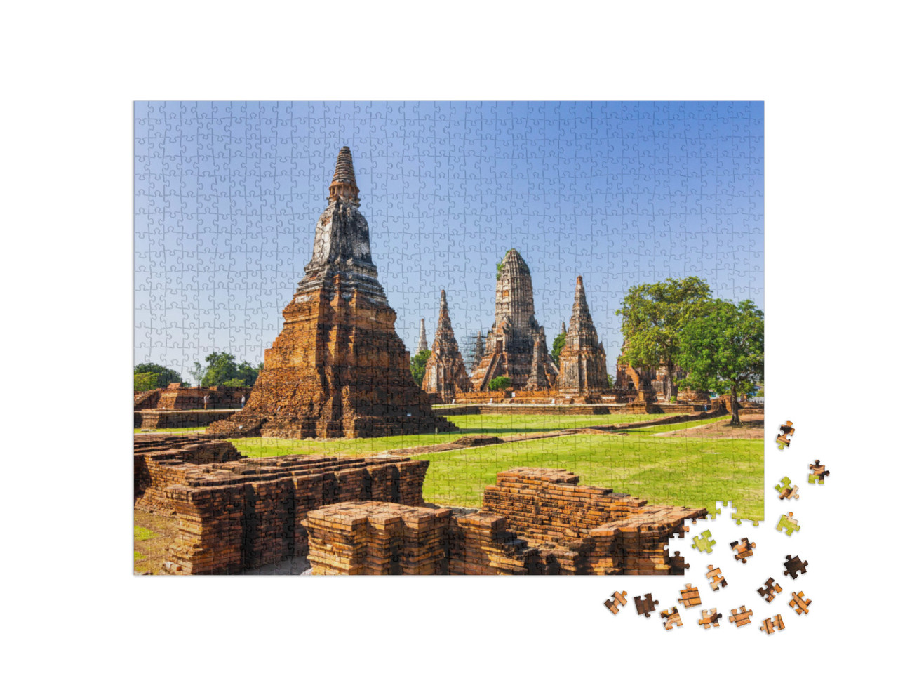 puzzle 1000 dílků „Wat Mahathat, památka světového dědictví UNESCO, starobylé hlavní město Sukhothai, Thajsko“