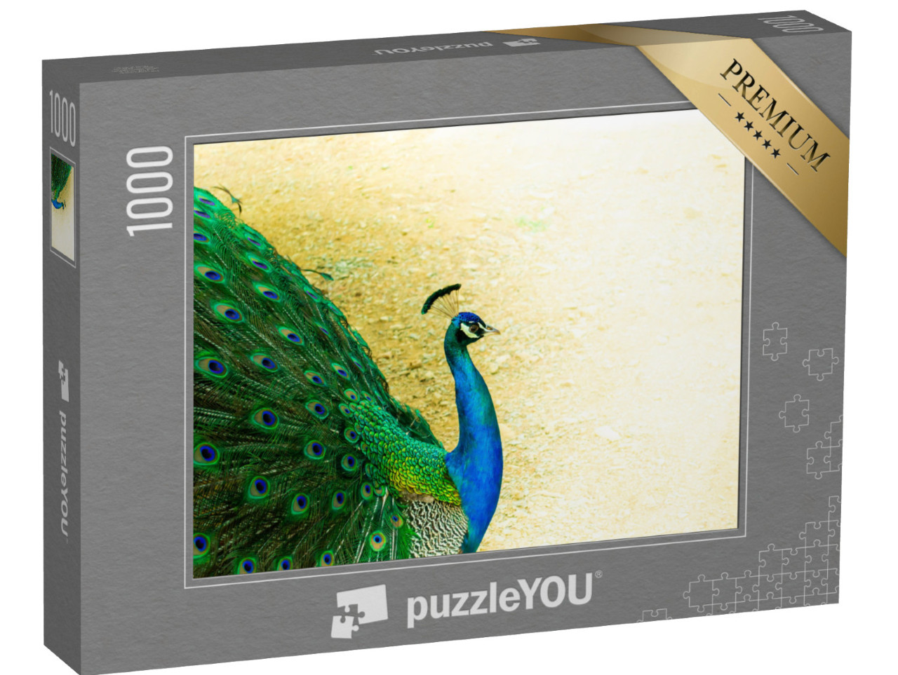 puzzle 1000 dílků „Záběr zblízka na krásného indického pávího samce“