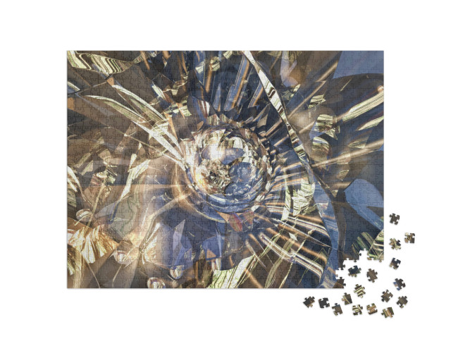 puzzle 1000 dílků „Rozbité sklo, Grafický design, Vykreslování, Fraktál, Efekt...“