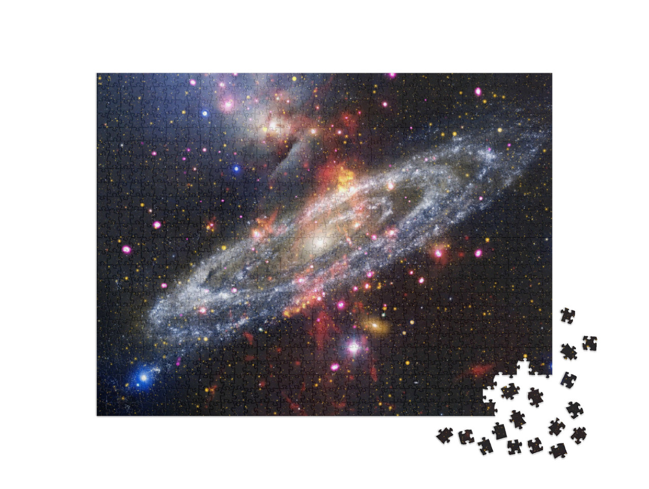 puzzle 1000 dílků „Mlhoviny a hvězdy v hlubokém vesmíru, kosmické umění, sci-fi tapety“