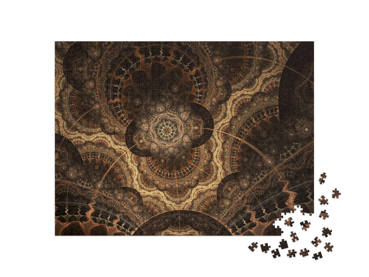 puzzle 1000 dílků „Digitální umění: Detailní fraktální hvězdná obloha“