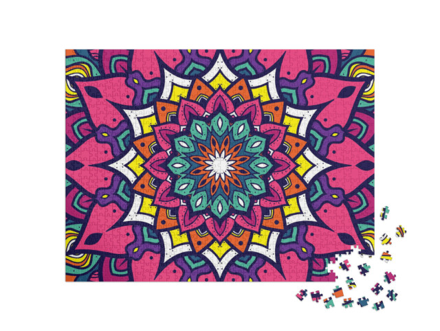 puzzle 1000 dílků „Květinový ornament mandala“