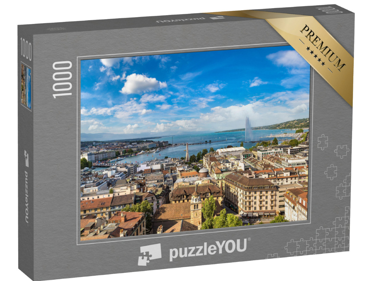 puzzle 1000 dílků „Nad střechami Ženevy“