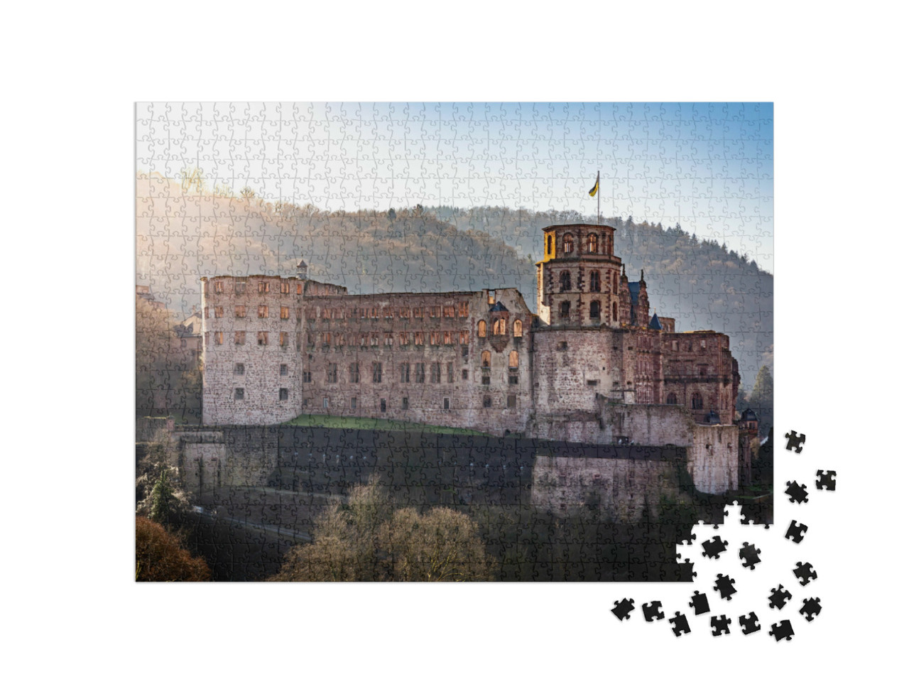 puzzle 1000 dílků „Hrad Heidelberg ráno“