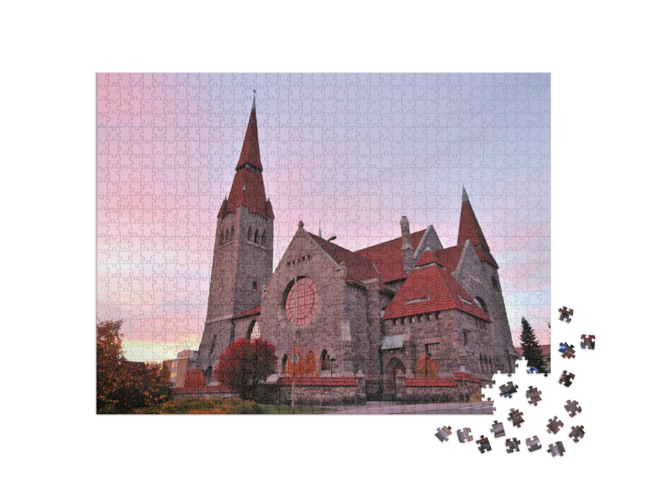 puzzle 1000 dílků „Národní katedrála při západu slunce, Tampere, Finsko“