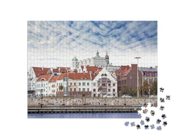 puzzle 1000 dílků „Centrum Štětína, pohled na řeku, Polsko“