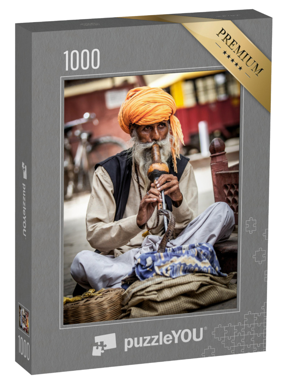 puzzle 1000 dílků „Zaklínač hadů na silnici v Indii“