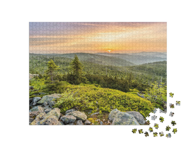 puzzle 1000 dílků „Horský vrchol Lusen, Bavorský les“