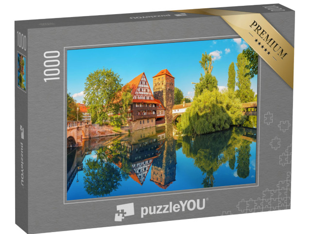 puzzle 1000 dílků „Hrázděné domy na břehu řeky Pegnitz, Norimberk, Německo“