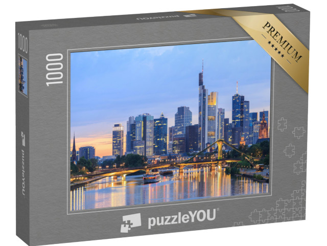 puzzle 1000 dílků „Panorama Frankfurtu nad Mohanem za soumraku, Německo“