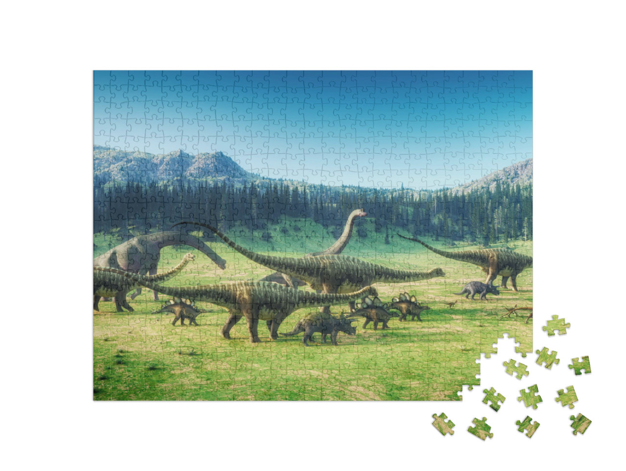 puzzle 500 dílků „Dinosauři v údolí“