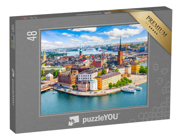 puzzle 48 dílků „Pohled na staré centrum Stockholmu, Švédsko“