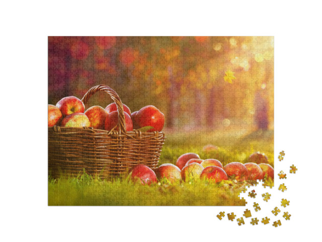 puzzle 1000 dílků „Jablka v košíku na zahradě“