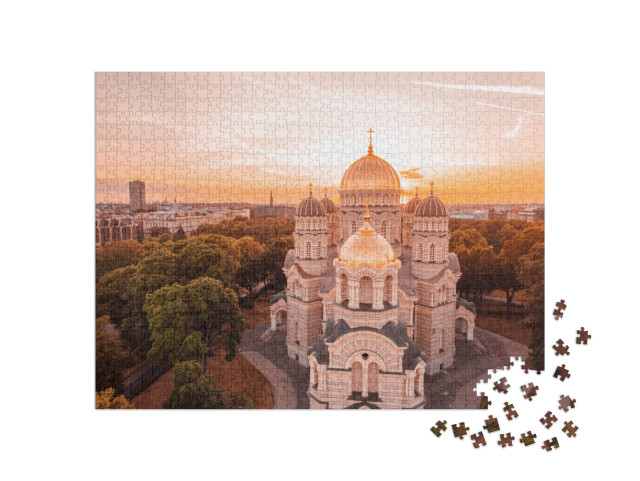 puzzle 1000 dílků „Katedrála Narození Krista v Rize, Lotyšsko“