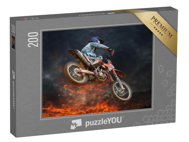 puzzle 200 dílků „Motokrosový kousek pod rozzářenou večerní oblohou“