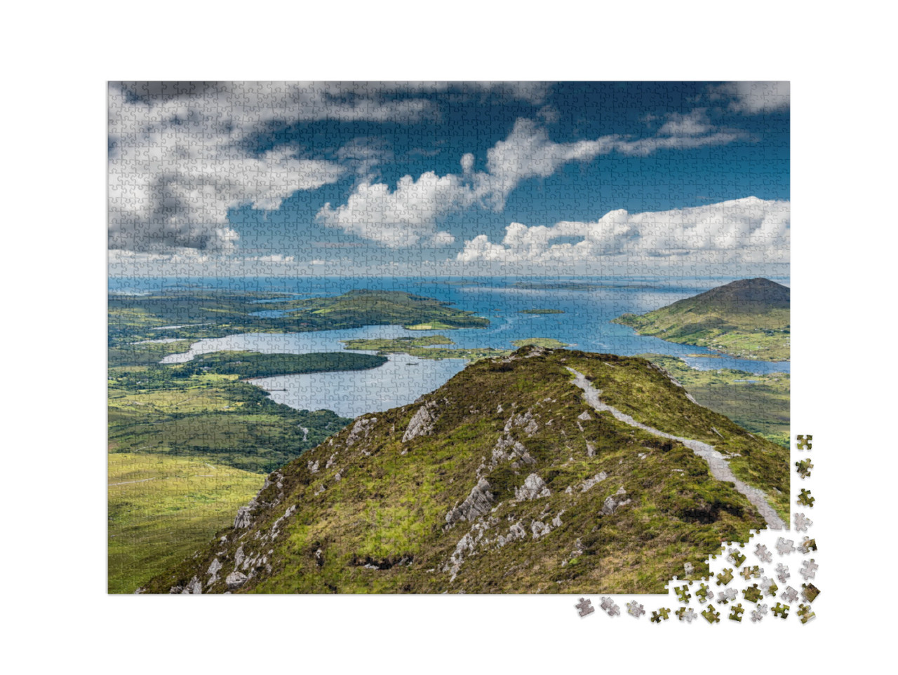 puzzle 2000 dílků „Turistická stezka v národním parku Connemara, Irsko“