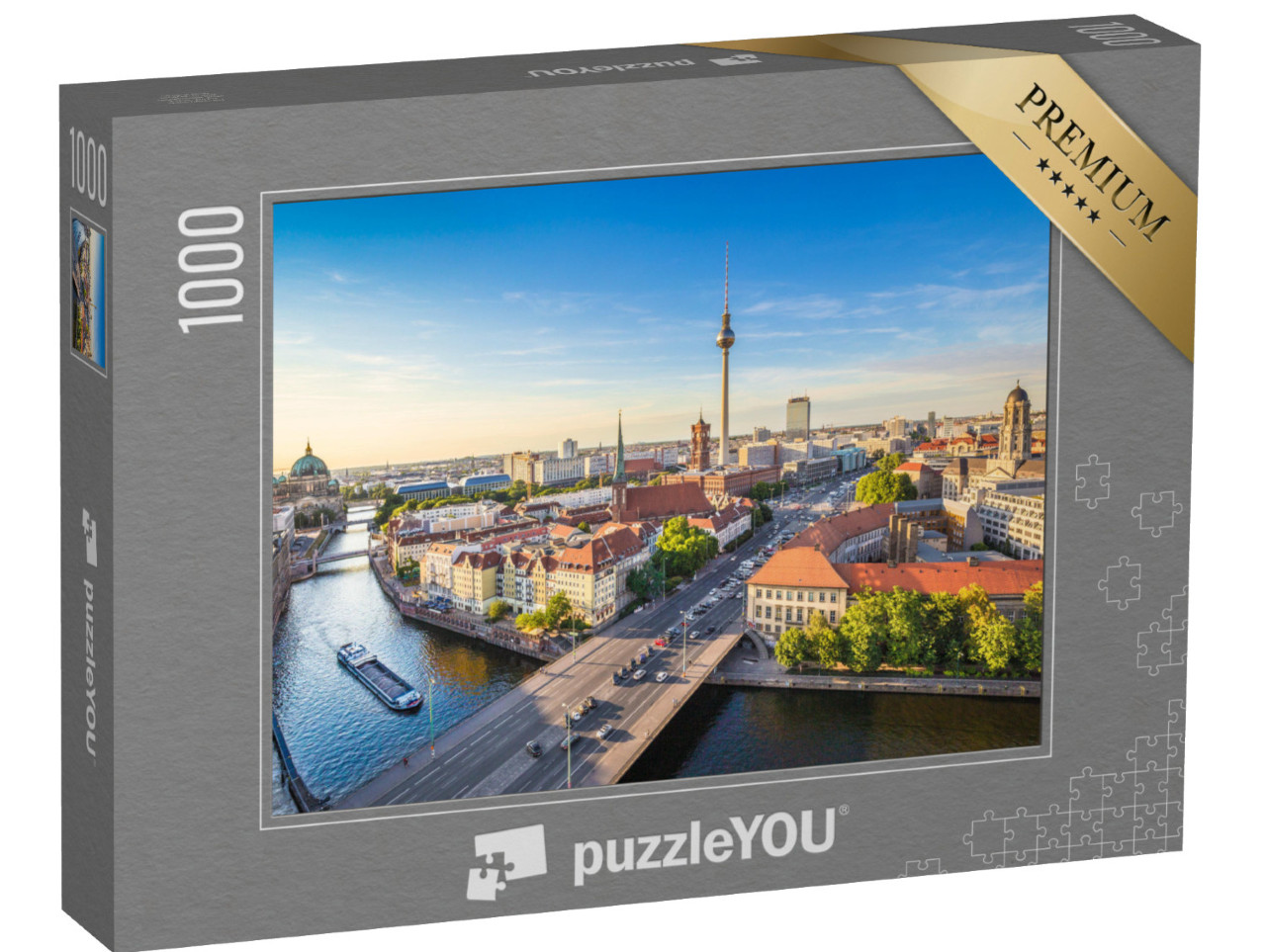 puzzle 1000 dílků „Berlínské panorama s Sprévou při západu slunce, Německo“