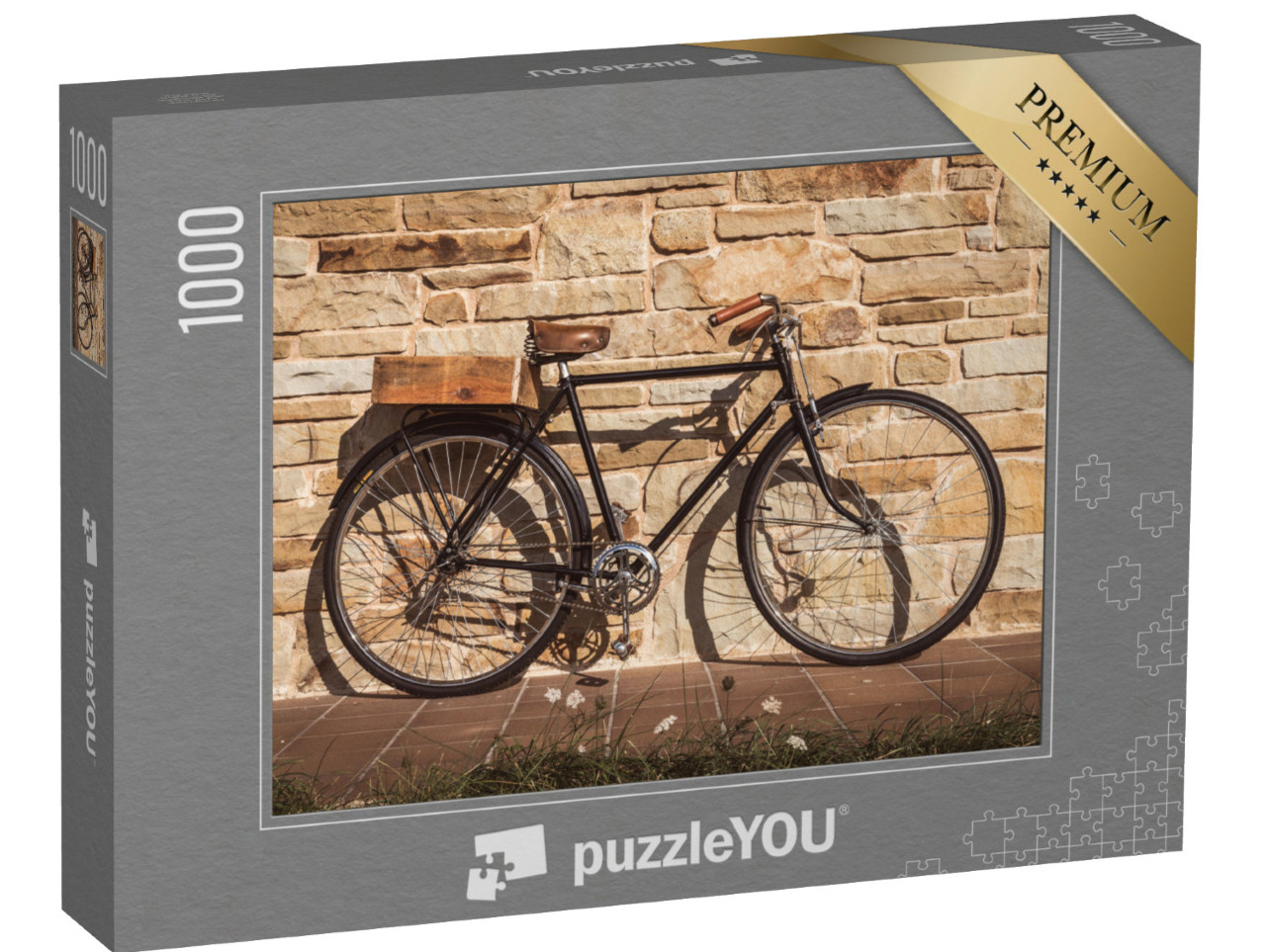 puzzle 1000 dílků „Parádní historické kolo na kamenné zdi“