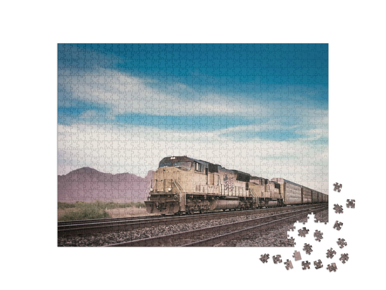 puzzle 1000 dílků „Nákladní lokomotiva v Arizoně, USA“