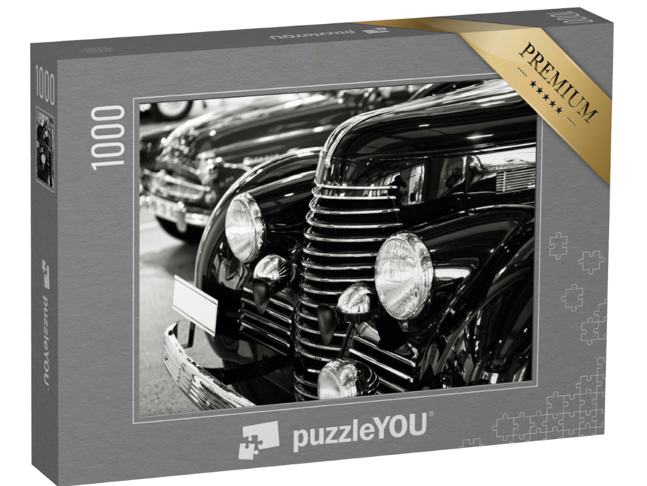 puzzle 1000 dílků „Historické auto v černé a bílé barvě“