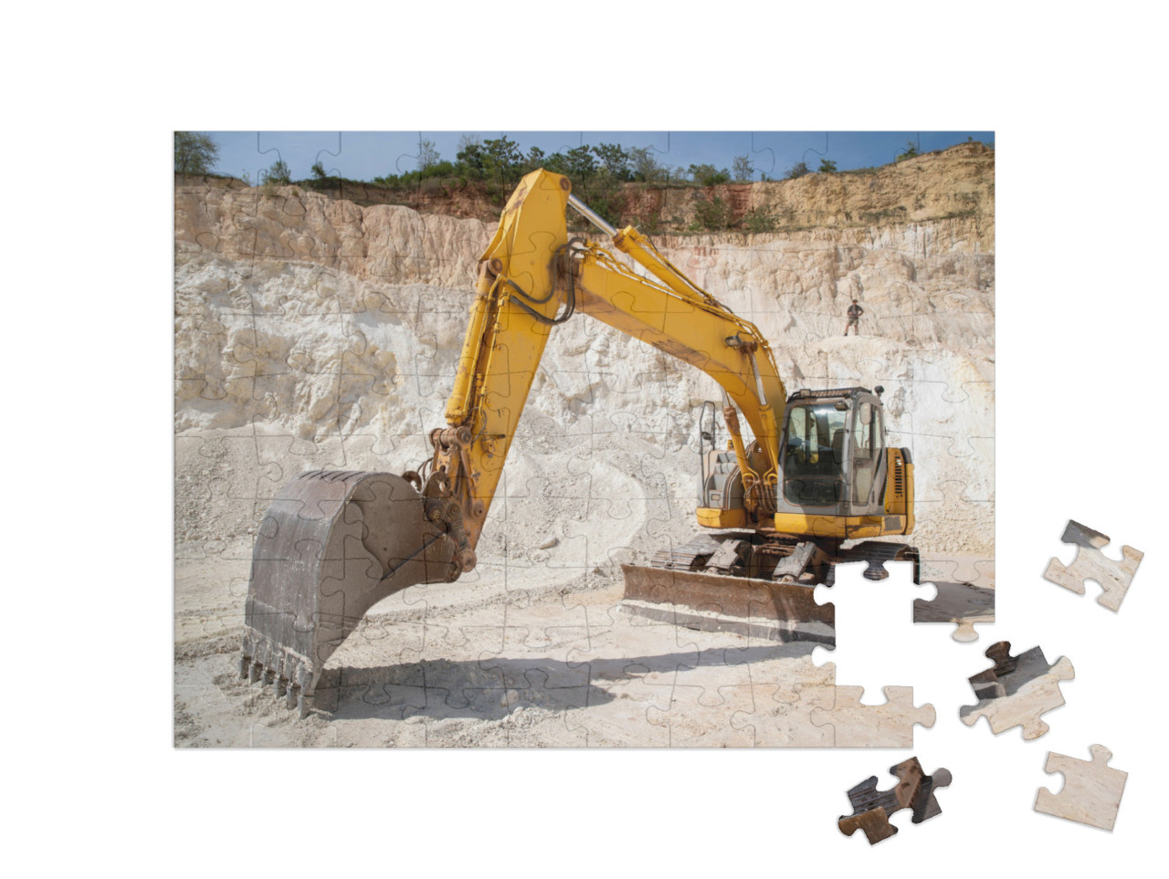 puzzle 100 dílků „Hydraulické pásové rypadlo při práci v lomu“