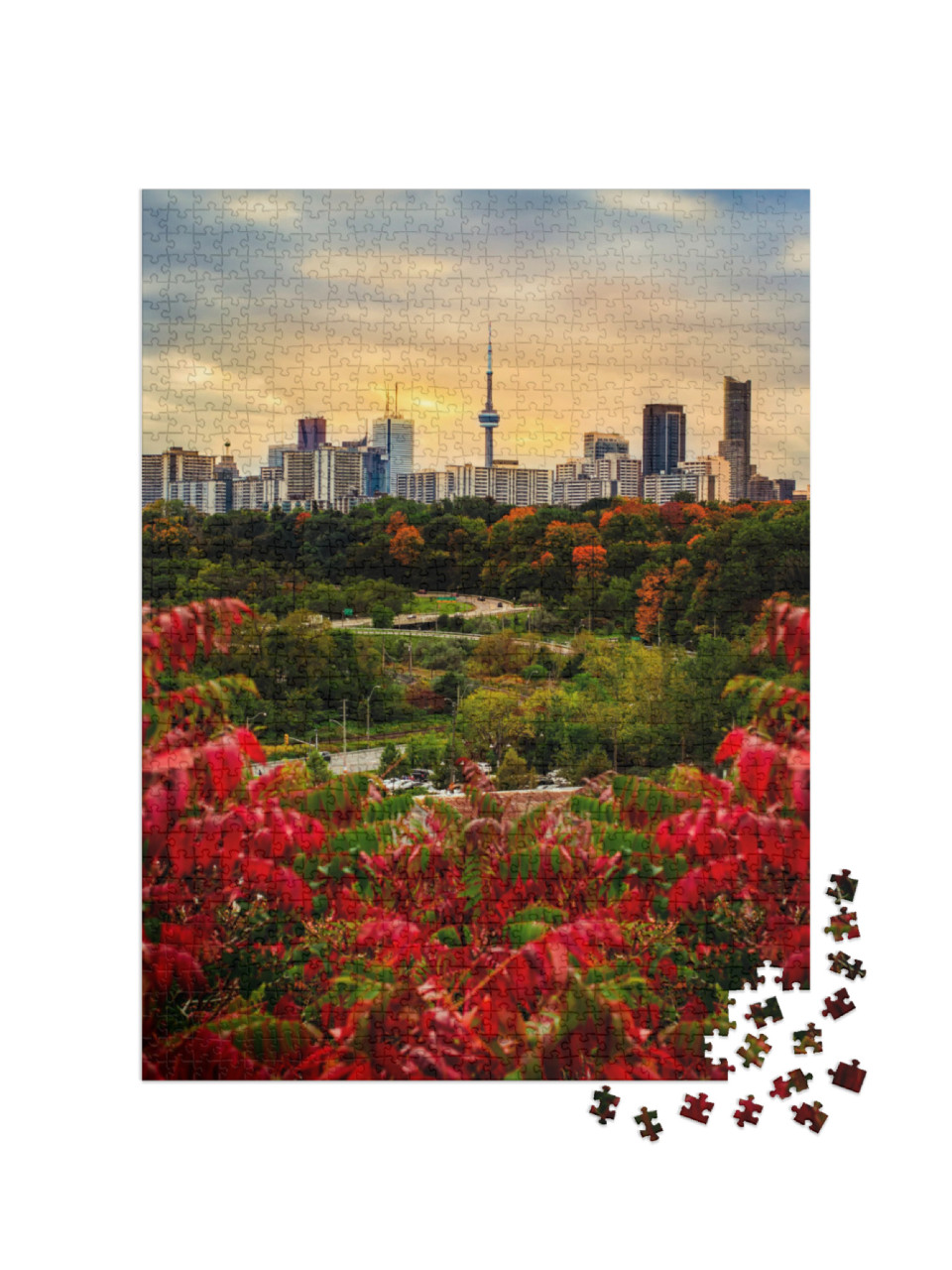 puzzle 1000 dílků „Toronto na podzim při západu slunce“