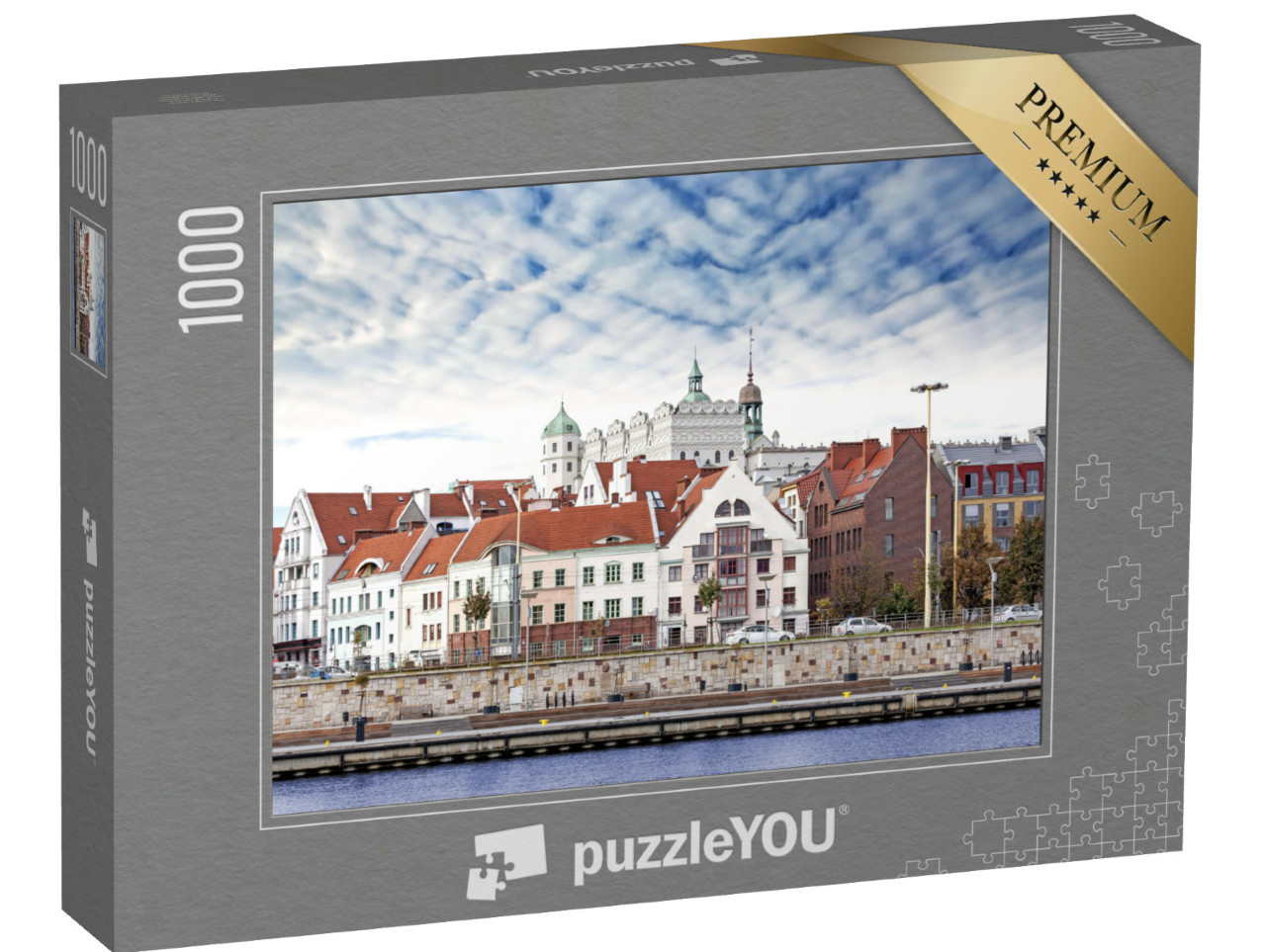 puzzle 1000 dílků „Centrum Štětína, pohled na řeku, Polsko“