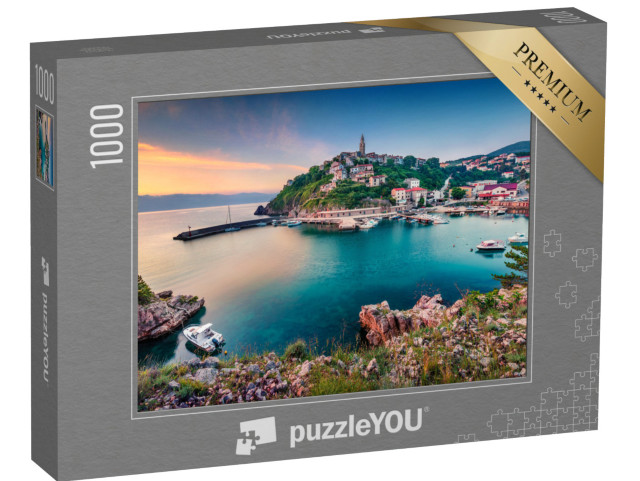 puzzle 1000 dílků „Ranní panorama města Vrbnik, Krk, Chorvatsko“