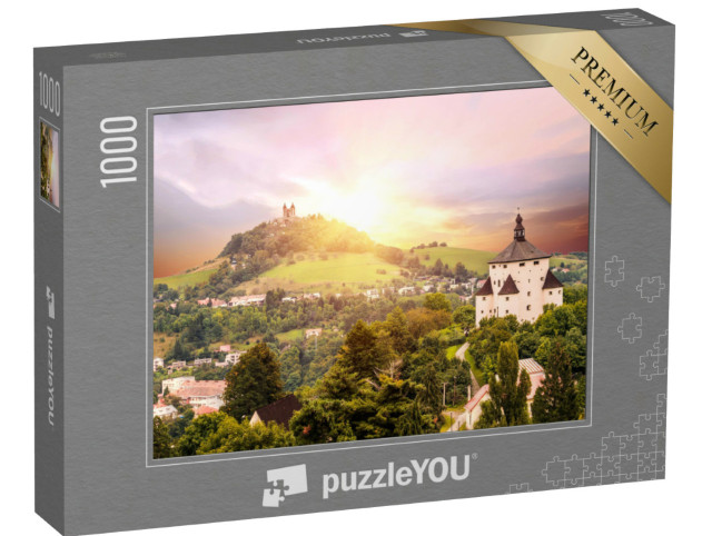 puzzle 1000 dílků „Staré slovenské hornické město Banská Štiavnica za soumraku, Slovensko“