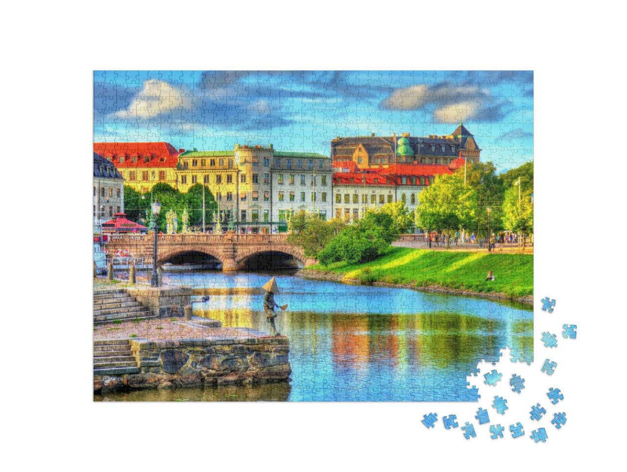 puzzle 1000 dílků „Kanál v historickém centru Göteborgu, Švédsko“