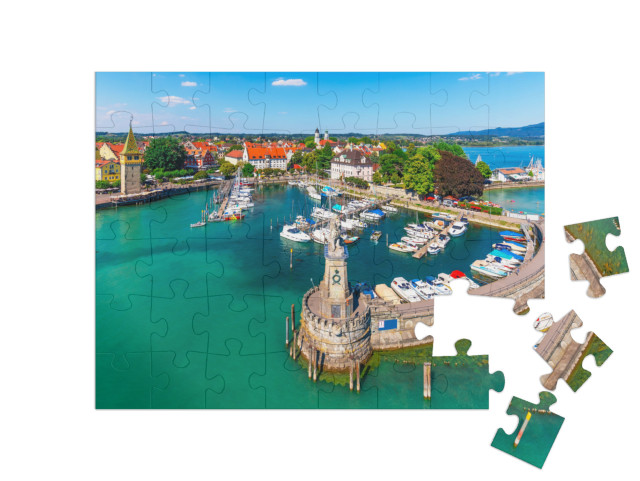 puzzle 48 dílků „Staré město a molo v Lindau u Bodamského jezera, Německo“