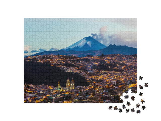 puzzle 1000 dílků „Erupce sopky Cotopaxi při pohledu z ekvádorského Quita“