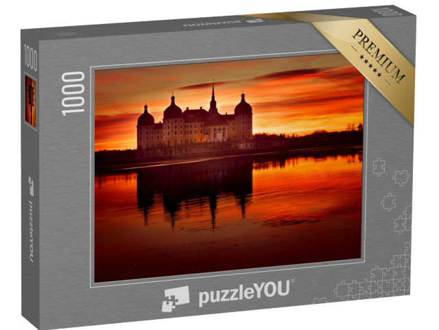 puzzle 1000 dílků „Zámek Moritzburg při východu slunce v zimě“