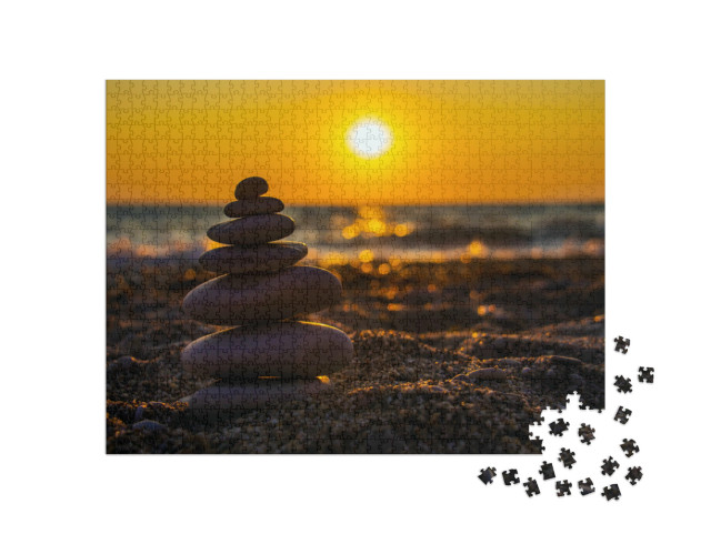 puzzle 1000 dílků „Zenové kameny na pláži“