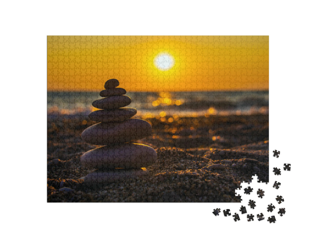 puzzle 1000 dílků „Zenové kameny na pláži“