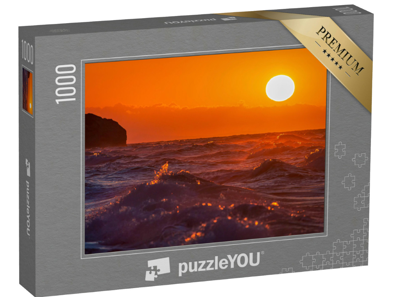 puzzle 1000 dílků „Zářící západ slunce na pobřeží Černého moře“