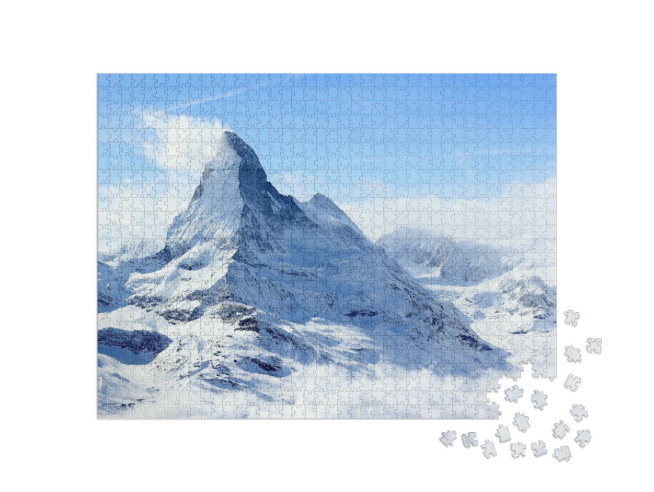 puzzle 1000 dílků „Zimní Matterhorn v mlze“