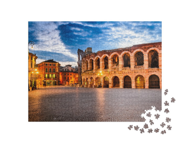 puzzle 1000 dílků „Okouzlující západ slunce nad amfiteátrem ve Veroně, Itálie“