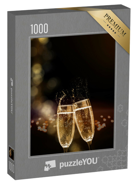 puzzle 1000 dílků „Šumivé víno, šampaňské, skleničky, Silvestr“