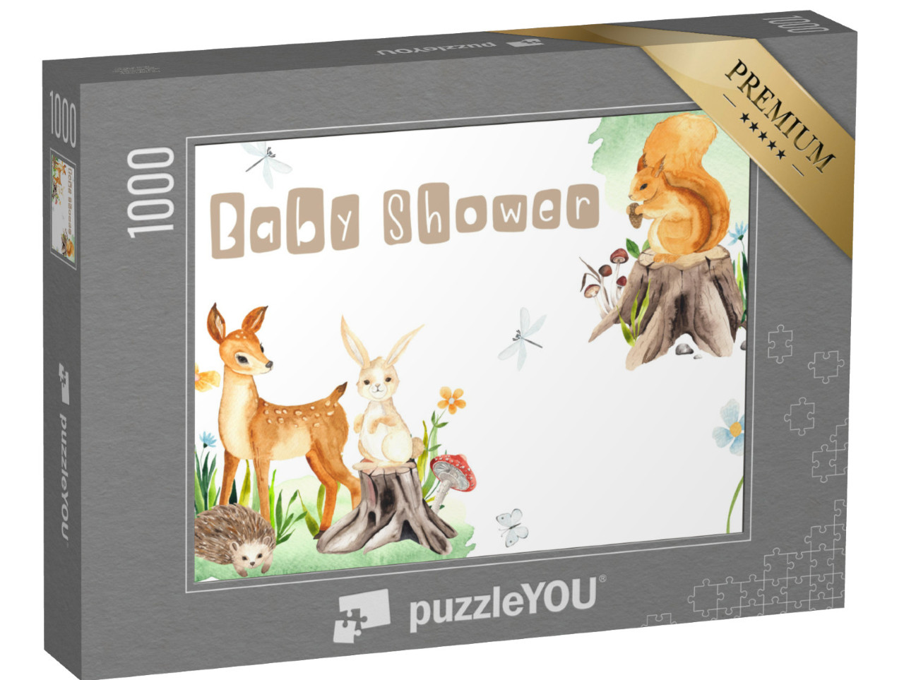 puzzle 1000 dílků „Akvarelová pozvánka na oslavu narození dítěte s cu“