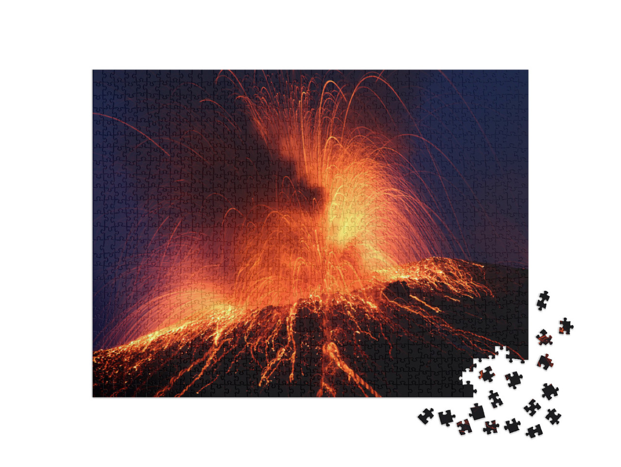 puzzle 1000 dílků „Noční erupce sopky Stromboli“